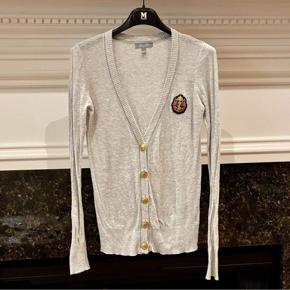 Delia’s cotton v-neck gray cardigan sz.S